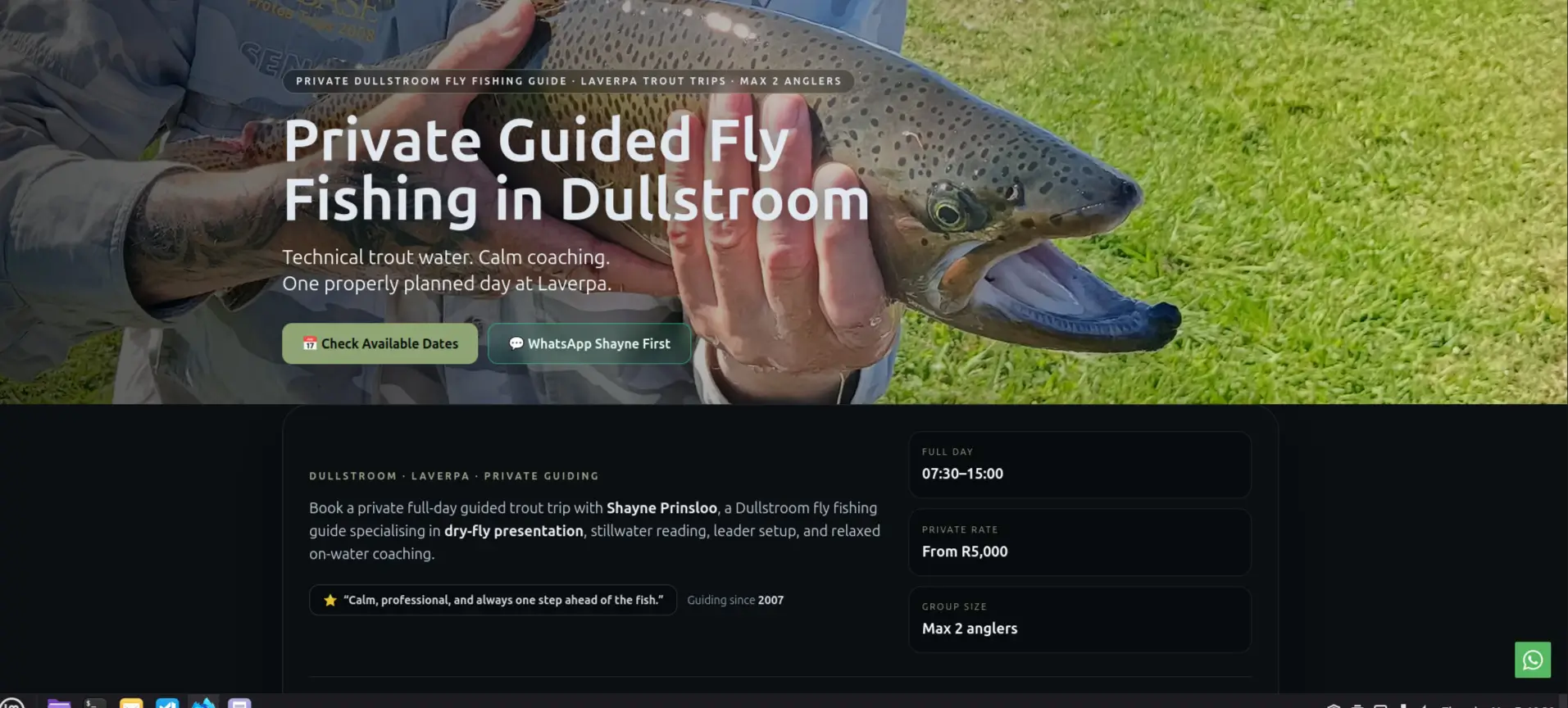 Immersive Angling website project preview